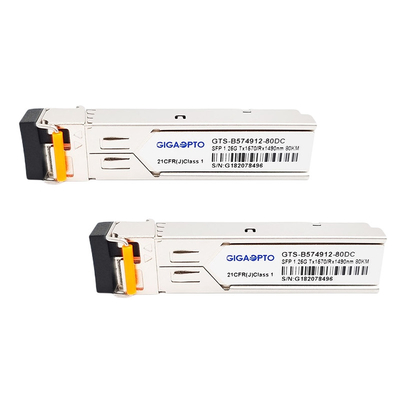Transceptor 80km LC da fibra do gigabit de TX1570nm/RX1490nm para SMF GLC-BX80-D