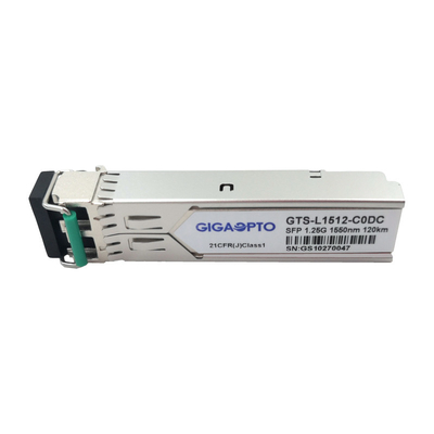Transceptor ótico LC frente e verso DOM Module de SFP 1.25G 1000BASE-EZX 1550nm 120km SMF