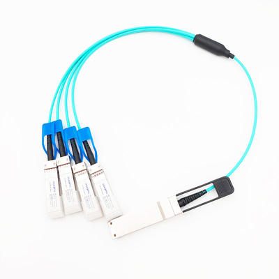 Cabo ótico ativo 100G QSFP28 da fuga da paralela ao fã para fora AOC de 4x25G SFP28