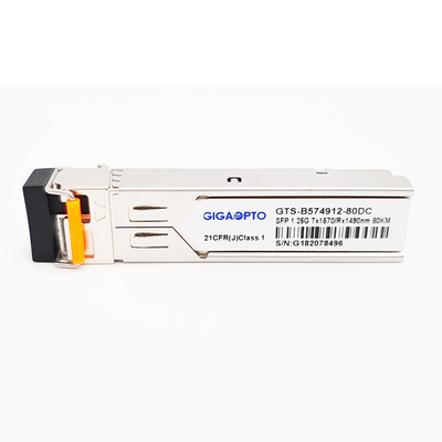 DOM do módulo TX1570nm/RX1490nm 80km LC SMF do transceptor de 1000BASE-BX 1.25G BiDi SFP