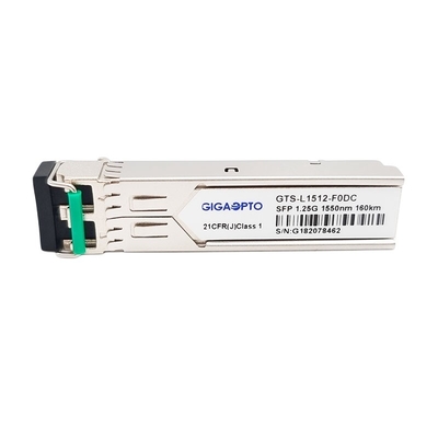 os DOM frente e verso óticos do módulo 1550nm 160km 1000BASE ZX SMF LC do transceptor de 1.25G SFP