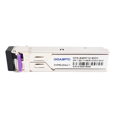 módulo do transceptor dos DOM LC do módulo 1000BASE BX TX1490nm RX1570nm 80km SMF de 1.25G BiDi SFP