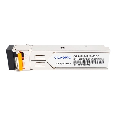 Os DOM do transceptor TX1570nm RX1490nm 80km LC SMF de 1000BASE BX 1.25G BiDi SFP