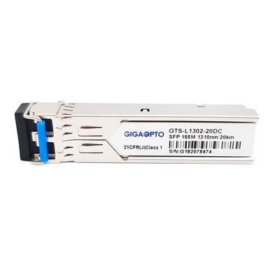 Transceptor ótico 20km SMF LC frente e verso DOM Tx 1310nm Rx 1550nm de 100BASE LX 155Mbps SFP