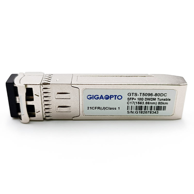 50GHz os DOM ajustáveis do transceptor 80km 1563.86nm-1528.77nm LC da C-faixa SFP+ SMF da etapa 10G DWDM