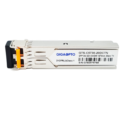 transmissor video não MSA 1270nm 1610nm 20km SMF LC DDM do transceptor CWDM de 3Gbps DVI SFP único