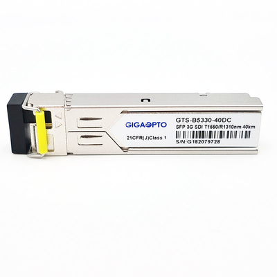 módulo de receptor do transmissor de 3Gbps MSA SMPTE SFP BiDi TX1550nm RX1310nm 40km para SD/HD/3G-SDI LC SMF DDM
