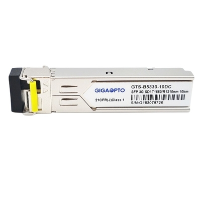 único módulo patológico video DDM MSA do transceptor dos testes padrões do módulo TX1550nm RX1310nm 10km de BiDi SFP do modo 3Gb/S