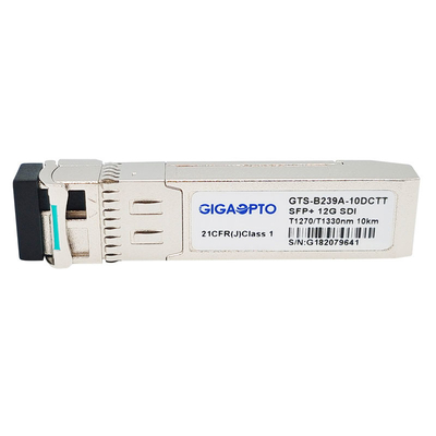 módulo de transmissores óticos duplo video do transceptor 1270nm TX1 1330nm TX2 de 12G SDI SFP+ BiDi SFP